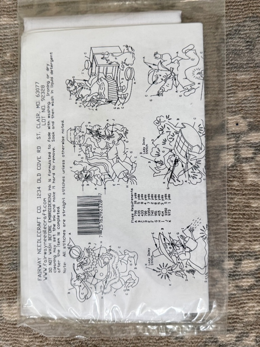 Vintage Fairway Needlecraft Stamped Nursery Rhymes Hand Embroidery Kit